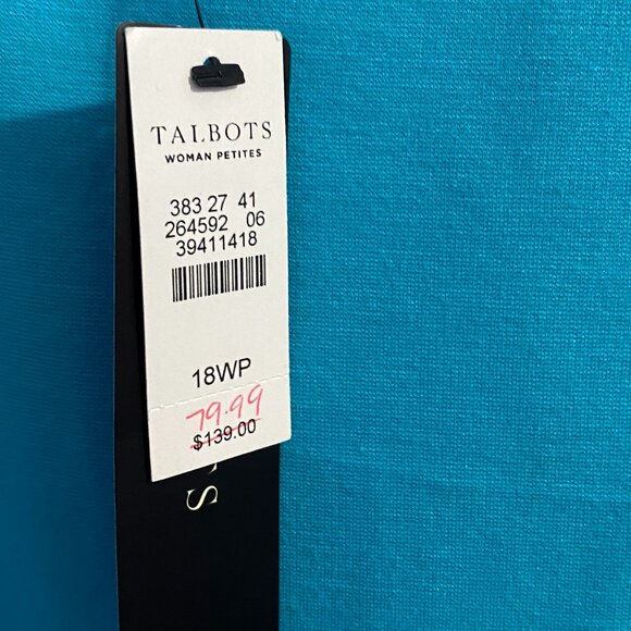 NWT Talbots Stretch Short Sleeve Sheath Turquoise Zipper Back Dress - Picture 10 of 10
